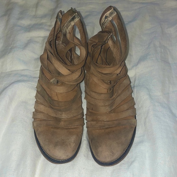 Free People Leather Strap Booties 38 - Picture 1 of 5